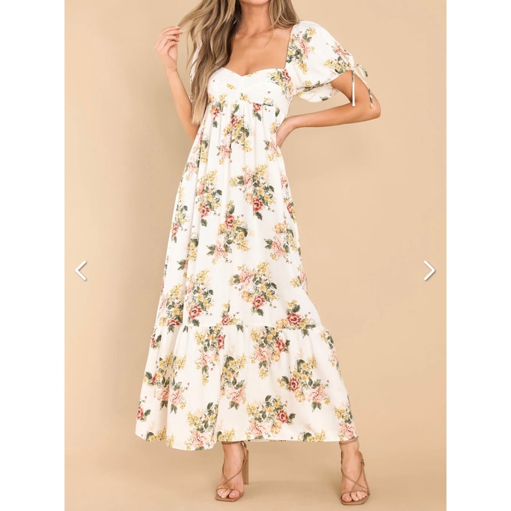 Whimsical Blooms Off White Floral Maxi Dress